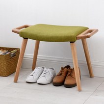 패브릭 원목 의자 소파 의자 벤치 현관의자, (오크)그린