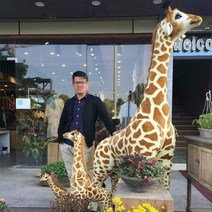 대형 기린 인형 애착인형 동물 아기방 카페 소품 테이베어, 갈색, 2미터
