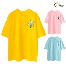 투체인지 피플스 M~5XL 빅사이즈 남자 여자 라운드 5부 오버핏 남녀공용 반팔 티셔츠