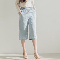 여자 밴딩 와이드 반바지 버뮤다팬츠 연청 구제 헤짐 청바지 청반바지