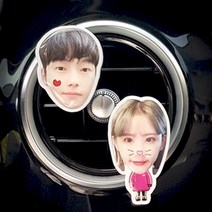 에이비 얼굴 일러스트 사진 차량용 방향제 차 디퓨저 2set, 일러스트2, 아쿠아블루(4개)