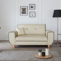 밀란 2인용소파 원룸 오피스텔 사무실 휴게실 사무실 2인소파 매장용쇼파, 크림아이보리