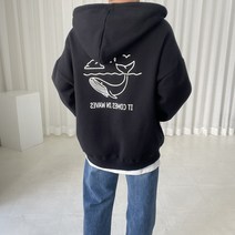 스트릿제이 고래 투웨이 기모 후드집업