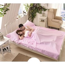 Itstyle 분리기 침낭 라이너 싱글 더블 초경량 휴대용 캠핑 여행 호텔 봉투 가방, 더블 핑크, 1개