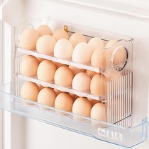 안전자동계란보관함 3단 30구 한판 에그트레이, 투명화이트