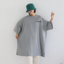 애플망고샵 빅사이즈 피카소 오버핏 롱박스 여성간절기 반팔 박스티셔츠
