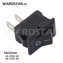 스냅인 미니 보트 로커 스위치 3A250VAC 2 핀 ON/OFF I/O SPST 레드 블랙 화이트 10x15mm 1 개 5, 02 Black-10x15mm_01 1 Pcs