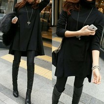 쪼꼬마미 기모 훌 목폴라 A라인 티셔츠