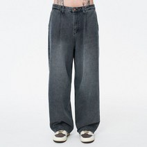 콘트로바날레 브러쉬 워싱 와이드 데님팬츠