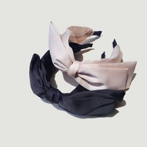 [블링살롱made/국내제작] 핸드메이드 실키 텍스쳐 2단 왕리본 머리띠 2개세트