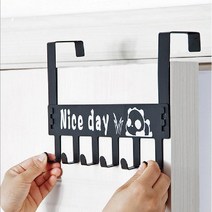 [이거찜] 국내최저가 무타공 팬더 모양 도어후크 문옷걸이 문에거는 고리 6구, 팬더도어후크 블랙