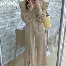 [립걸]엘린 케이프 도트슬릿원피스