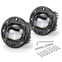 작업등 화물차작업등 충전식 작업등 3 인치 8D 렌즈 LED 작업등 플러시 마운트 스포트라이트 12V 24V 흰색 노란색 듀얼 컬러 자동차 운전 안개 램프 오프로드 SUV ATV, 03 2PCS Round