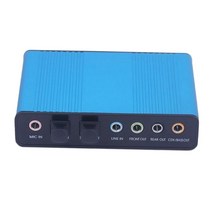 USB 외부 사운드 카드 6 채널 5.1 PC용 서라운드 광 오디오 출력 어댑터 파란색, 80x60x20mm, 블루, 아크릴로 니트릴 부타디엔 스티렌 플라스틱