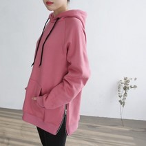 컬러가넘예쁜 여성 겨울 무지 옆지퍼 기모 후드티셔츠 5컬러
