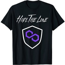 브랜드없음 Polygon Matic Hodl The Line Shield Blockchain ETH 암호화 티셔츠