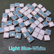 재료 공예 모자이크 취미 100pcs(약 100g/3.5oz) 도자기 타일 9.5mm 정사각형 세라믹 만들기 4mm 두께 DIY, 100g-3.5oz, Light Blue-White