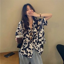 해외여자 하와이안 셔츠 여름 오버핏 꽃남방 빈티지