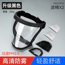 김서림방지 안면보호 마스크 투명방호마스크 벌초 오토바이 고글, E.블랙 + 면 2장, 상세참조개