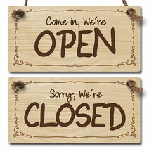 레트로 양면 우드 안내판 WOC-023, 1개, OPEN/CLOSED