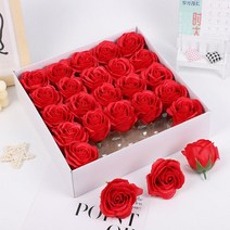 비누장미 한송이 꽃다발 만들기 재료 비누꽃 도매 생화같은조화 생일선물, 비누장미 - 레드 17cm