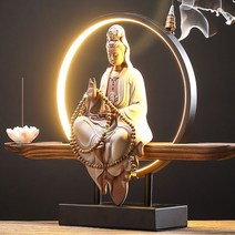 민팅스토어 관세음보살 LED 향 공예 도자기 불상 부처상 불교용품 장식품, 감로수병 든 관세음보살 붉은색