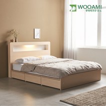 우아미가구 모노 비즈 LED 3서랍수납형 독립 유로탑70T SS 침대 DM5021, 화이트