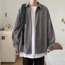 잘 생긴 셔츠 남성 긴팔 가을 한국어 버전 느슨한 코듀로이 재킷 레트로 와일드 셔츠