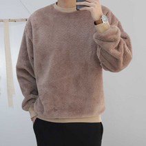 로코비전 보아털 오버핏 양털 맨투맨 빅사이즈 뽀글 남자 티셔츠