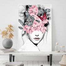 돈들어오는 꽃 여인 인물화 인테리어 그림 모던 추상화 감성 액자, 유광골드