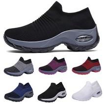 DIKE-니트 키높이 에어 여성 슬립온 운동화