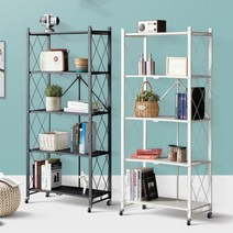 바퀴달린 이동식 틈새 책장 책꽂이 만화책 원룸 파티션 가림막 인테리어 공간분리 앙면 서재 가벽 수납함, 접이식폴딩선반5단블랙