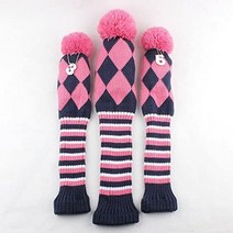 일본직발송 9. Craftsman 골프 헤드 커버 니트 다이아 시리즈 귀요미 숫자 펜던트 붙이기 3종 세트 드라이, 핑크