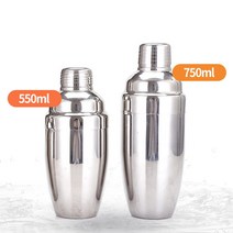 엄마의쇼핑 홈텐딩 바용품 스테인레스 칵테일 쉐이커 믹싱틴 550ml 700ml, 1-칵테일쉐이커-550ml