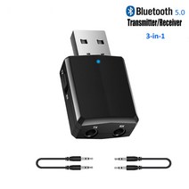 차량용 동글이 블루투스리시버electop usb 블루투스 5.0 송신기 수신기 3 in 1 edr 어댑터 동글 3.5mm aux for tv pc 헤드폰 홈 스테레오 카 오디오, 3-IN-1- 블랙