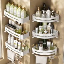 Threeofus 무타공 강력접착 코너선반 + 실란트픽스, 1개, 화이트, 기본형