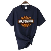 Harley Davidson 할리 데이비슨 여름 남성면 크루 넥 짧은 소매T티셔츠 남자 패션 짧은 소매T셔츠 느슨한 스포츠 캐주얼 탑, L, 네이비