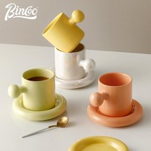 튼튼한스테인레스 실용적 솔리드 컬러 크리에이티브 세라믹 머그잔 물 귀여운 커피사무실머그, 300ml, Honeydew Green