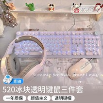 [한정판] Forwarder K520 투명 아이스 큐브 기계식 키보드 고급형 유선키보드, Free, [한정판] 투명 청축 키보드+마우스+이어폰