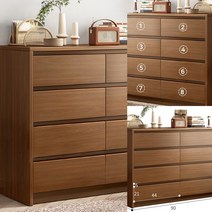 4단 와이드 서랍장 900MM (브라운) 속깊은서랍장 작은수납장 서랍장식장