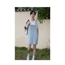 SSFF 하트 데님 멜빵 스커트 여 여름 루즈핏 날씬해 보이는 원피스