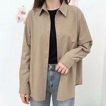티데일리 프라먼 루즈핏 셔츠 여성용 무지 카라 기본 남방