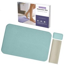 DURABLEZ 일본 스타일 59.9 x 39.9cm(23.x 15.3인치) 빠른 수분 흡수 규조토석 스톤 욕실 매트 미끄럼 방지 패드 및 비누 접시 오프 화이트, Green