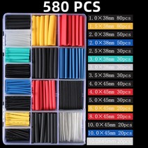투명수축튜브 컬러 박스형 내성 와이어 절연 폴리올레핀 키트 배 슬리브 세트, 7.580pcs