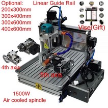 산업기계 5 축 CNC 6040 목재 라우터 1500W 4 금속 밀링 알루미늄 조각 기계 3040 PCB 조각사 물 탱크 포함, 중국, 전용 컨트롤 박스, 200x300x100MM + 220V EU 플러그