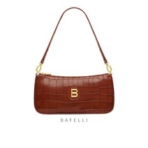 빈티지 DIY 가방 BAFELLI-럭셔리 디자이너 악어 가죽 여성용 패션 숄더 크로스 바디 핸드백 음료 지갑, [02] BROWN