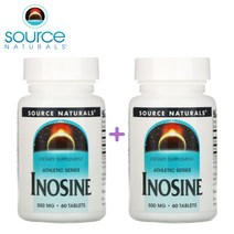 (1+1) 소스내츄럴스 이노신 500mg Inosine 칼슘 함유 60타블렛 2팩, 1개, 기본