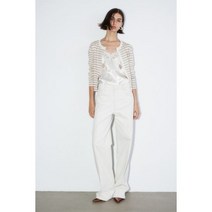H&M 파인 니트 가디건 내추럴 화이트베이지 스트라이프 여성용0579541152