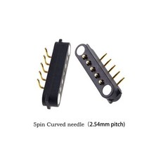 1 쌍 자기 커넥터 스프링 포고 핀 5 위치 피치 2.54 MM 보드 마운트 남성 여성 프로브 데이터 전원 충전 2Amp Pogopin, 01 Curved needle