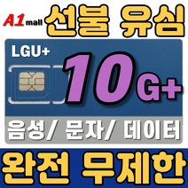 에이원몰 LG U  무제한 선불유심 칩 선불폰 유심카드 10 G , 30일 2회 총60일 (30일 단위 충전 가능)